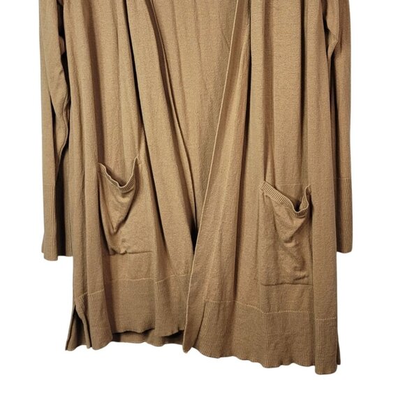 Ava & Viv Sweater Cardigan Duster Brown 1X Knit Long Sleeve Pockets Open Front - Picture 3 of 7